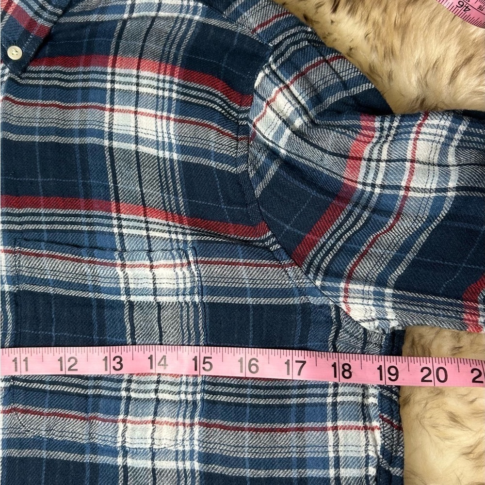 Abercrombie & Fitch Men’s XS Muscle Flannel Y2K Blue/Red Plaid Soft Button Up - Picture 11 of 15